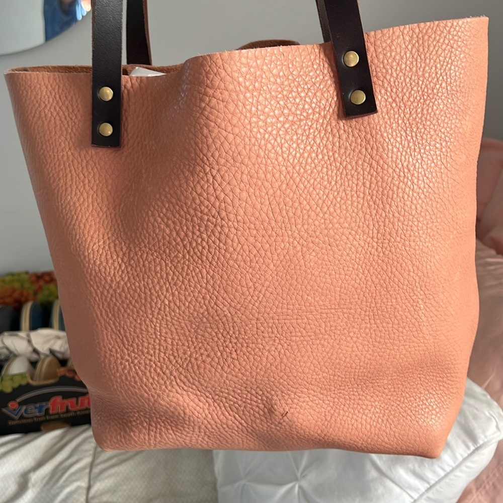 Portland Leather Goods Pebbled Quartz Pink Medium Tote Bag Unicorn Color